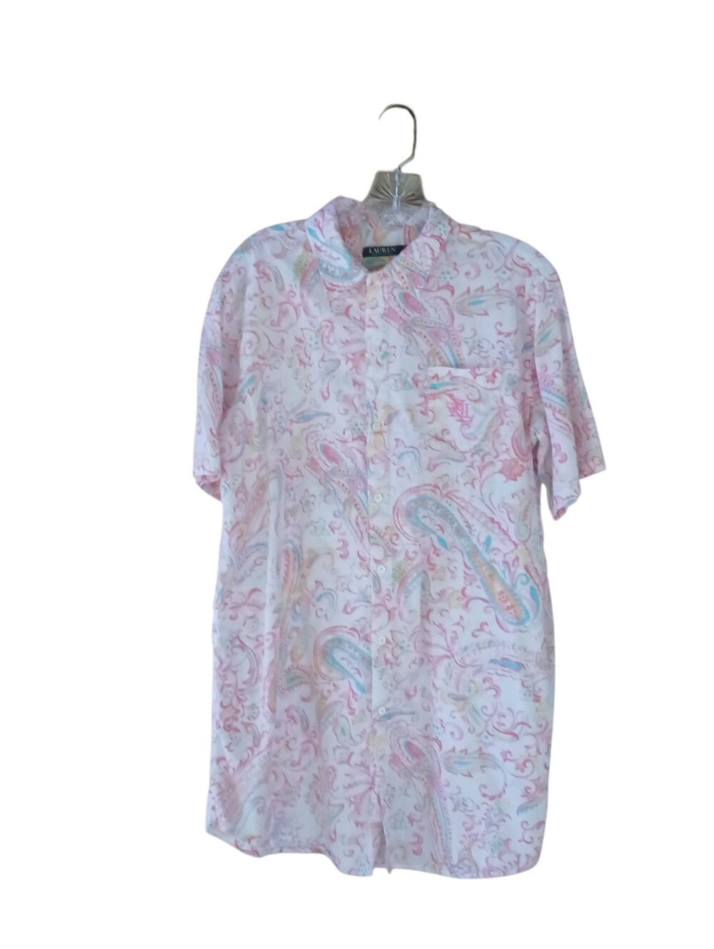 Lauren Ralph Lauren Pink Paisley Short Sleeved Night Shirt Large